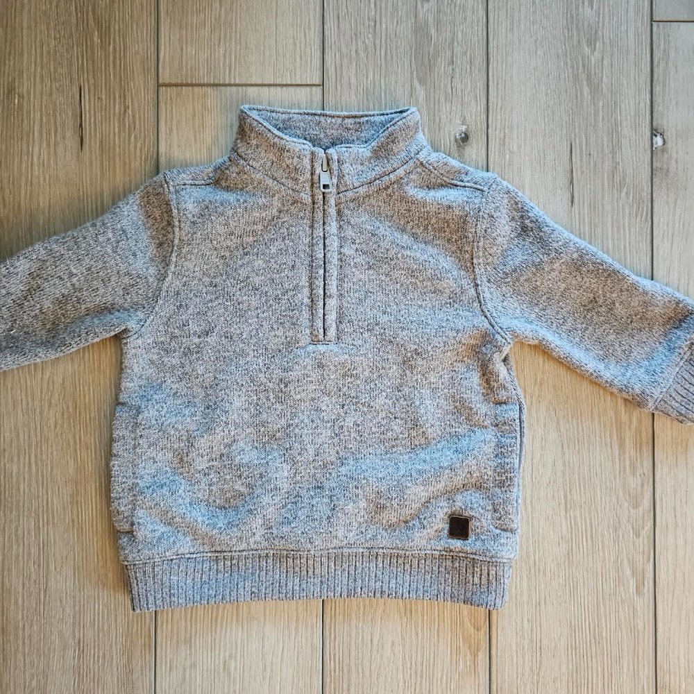 Janie and Jack Quarter Zip Pullover Sweater Gray Boys Size 6-12M - Picture 3 of 5